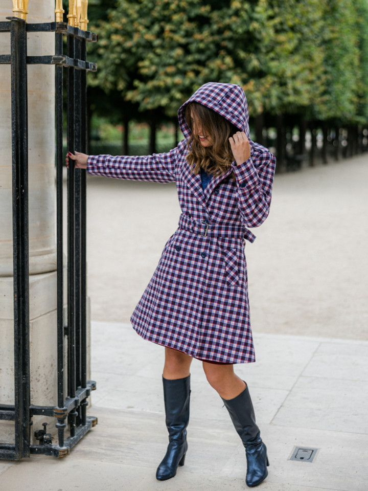 Trench Fancy Carreaux Ecru