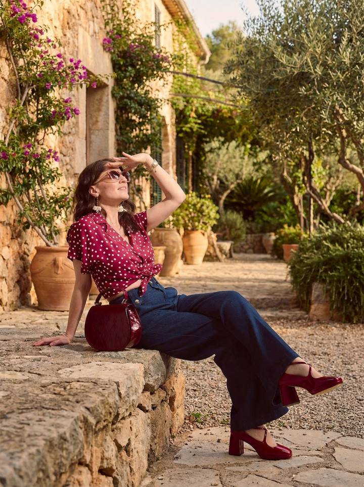 Chemisier Jasmin Burgandy Dot